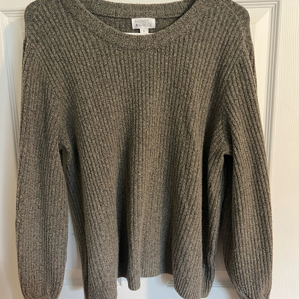 stitchfix market and spruce Women's Cropped Crew Neck Sweater - Olive